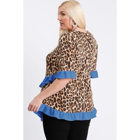 Story Teller Leopard And Ruffle Tunic Plus - Picture 2 of 3